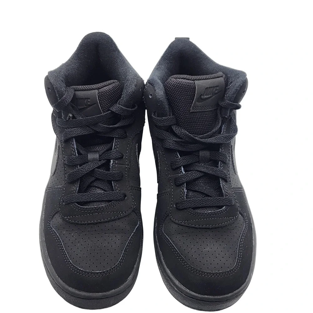 Nike Court Borough Mid GS Triple Black Sneakers 839977-001 Size 6.5Y / Womens 8